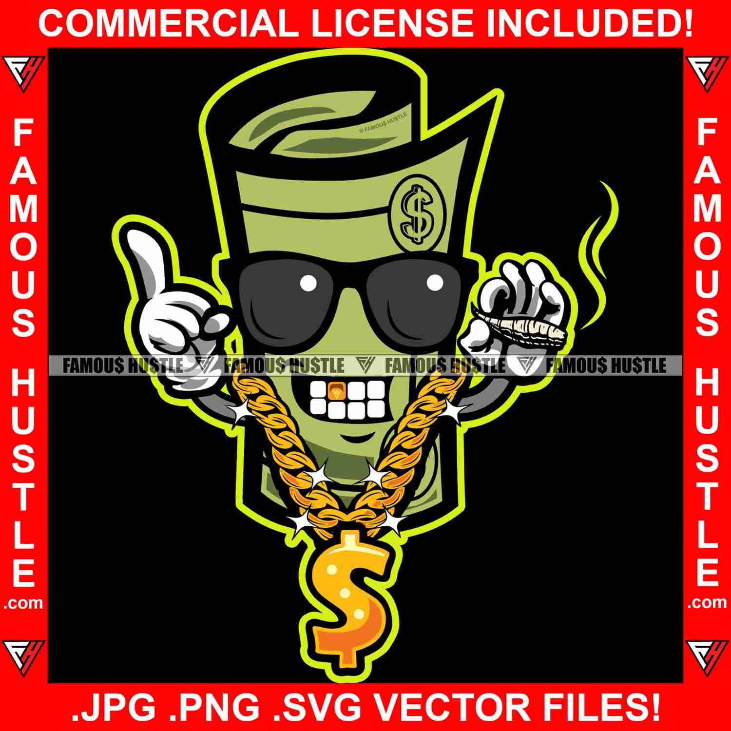 Trap Star Gangster Money Roll Sunglasses SVG Cut File