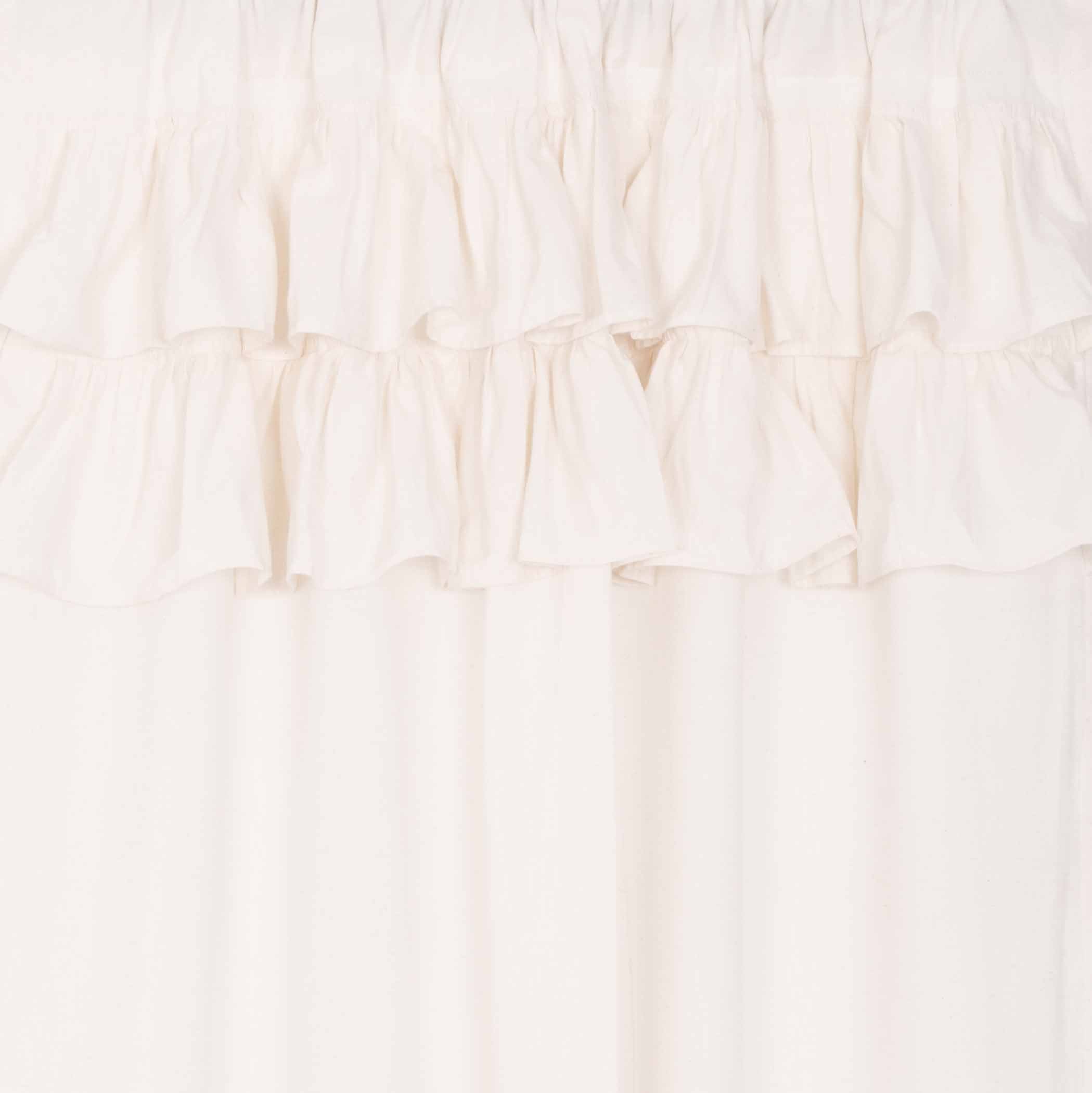 Simple Life Flax Antique White Ruffled Valance 16x60 - Farmhouse Style Cotton Linen Blend