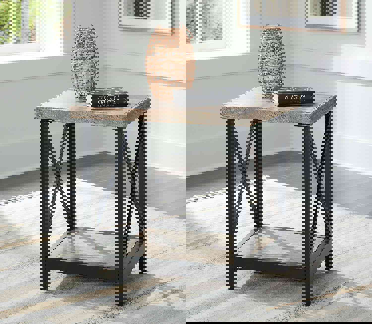 Bristenfort - Brown / Black - Rectangular End Table
