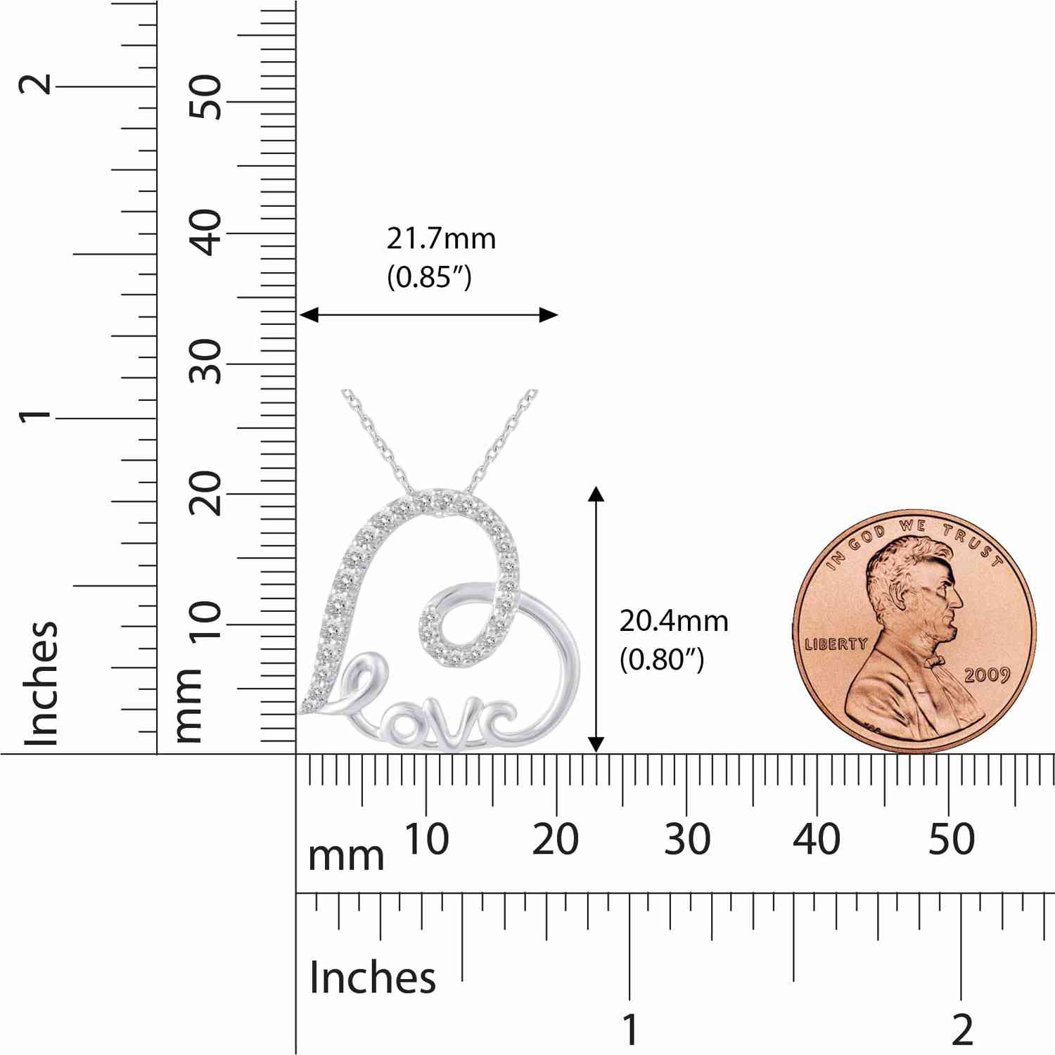 1/3 Cttw Diamond Love Heart Pendant Necklace in 925 Sterling Silver