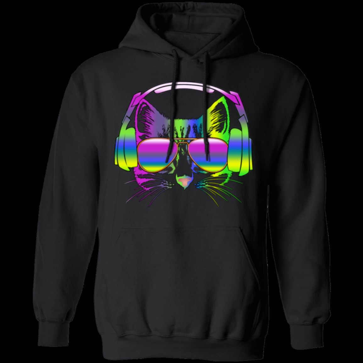 RAINBOW MUSIC CAT LADIES Pullover Hoodie - 8 oz Unisex Comfort Wear