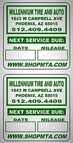 Custom Oil Change Reminder Stickers - Fade Resistant, Easy Peel Off, Multiple Colors (5000 Quantity, Blue)