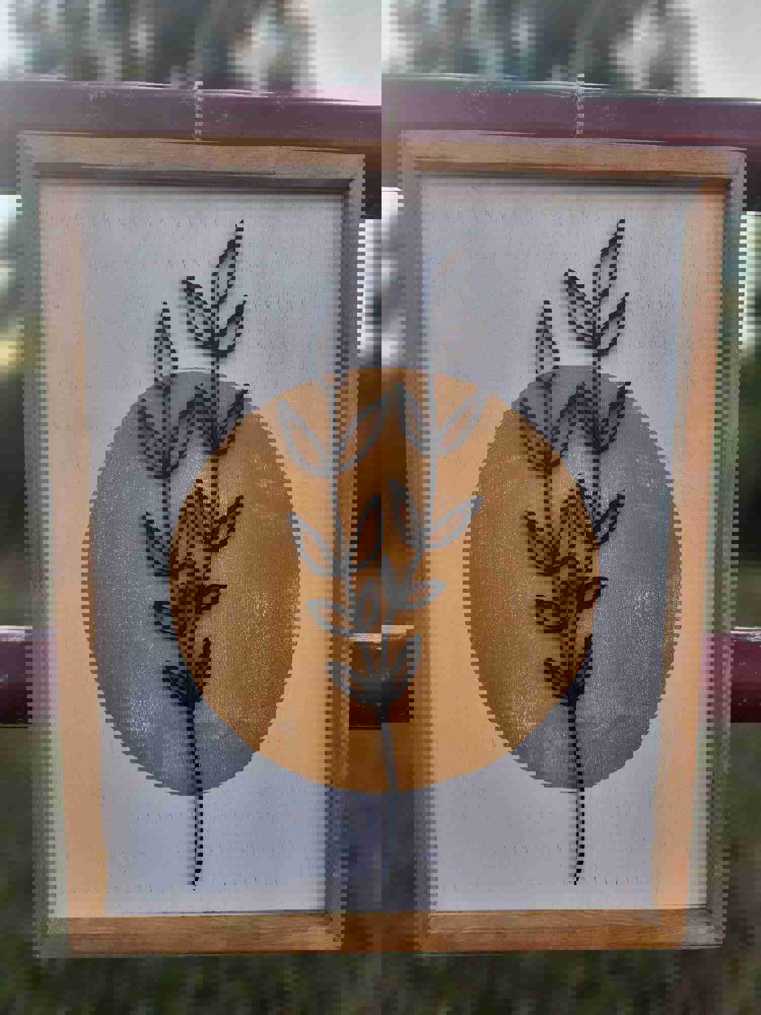 Boho Wood Flower Wall Art, Leaf Wood Wall Decor for Home