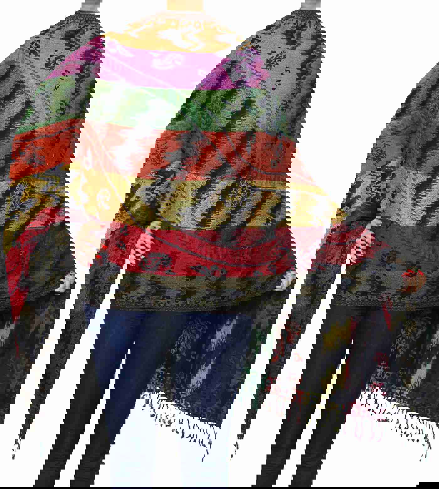 Paisley Wool Women's Scarf Shawl - Handmade in Kashmir (78 x 28 inches)