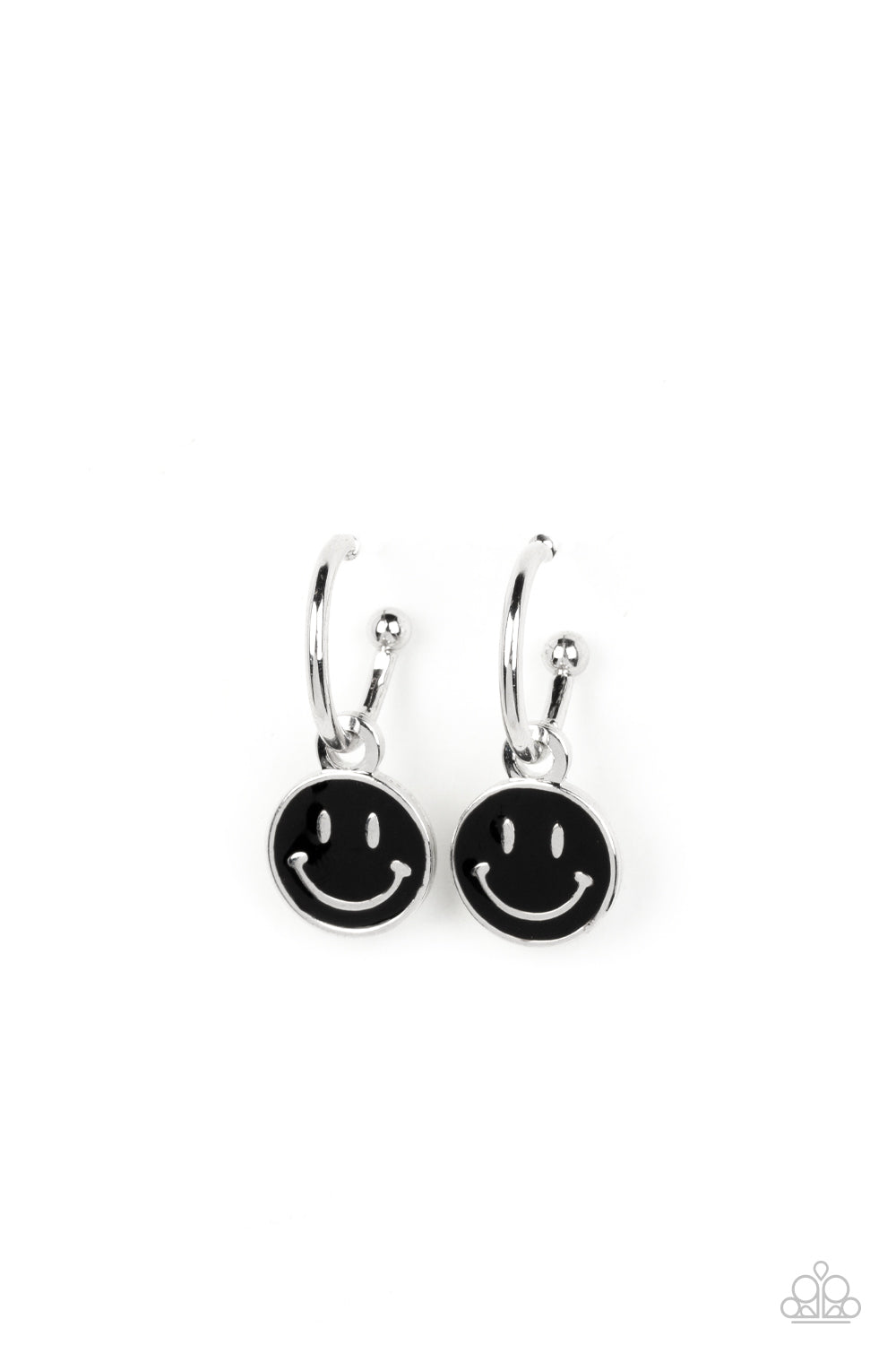 Subtle Smile - Black Hoop Earrings