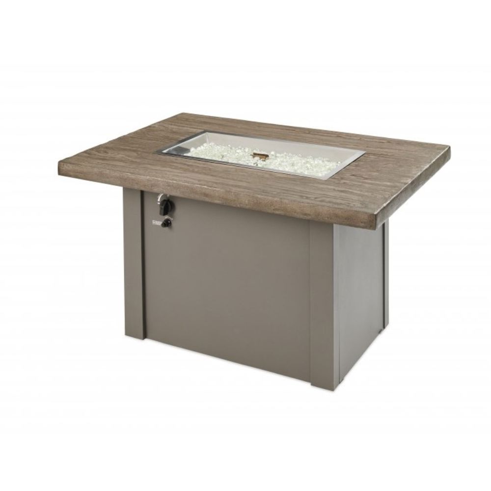 The Outdoor Greatroom Company Driftwood Havenwood Rectangular Gas Fire Pit Table with Grey Base