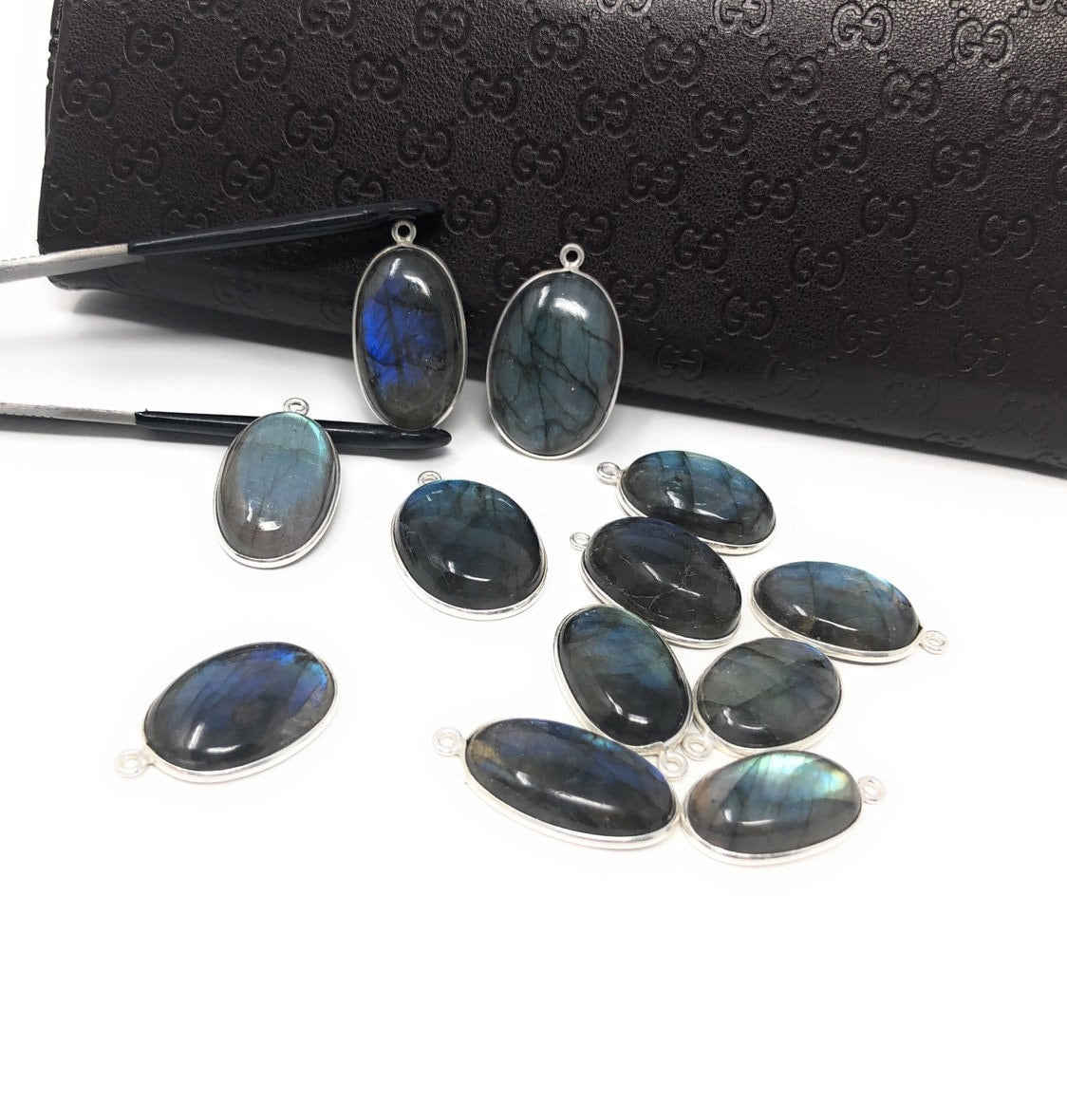 10Pcs/13Pcs Labradorite Gemstone Charms, Sterling Silver Bulk Charms for DIY Jewelry Making