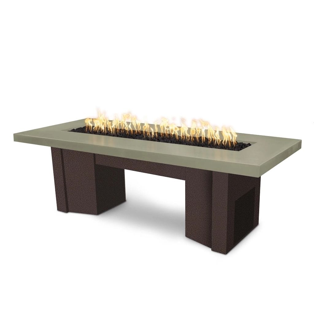 The Outdoor Plus 60 Alameda GFRC Smooth Concrete Top Rectangle Natural Gas Fire Pit Table - Match Lit