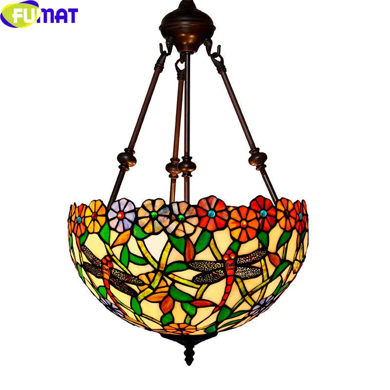 Tiffany Style Dragonfly 16 Inches Pendant Lamp Stained Glass DP021515