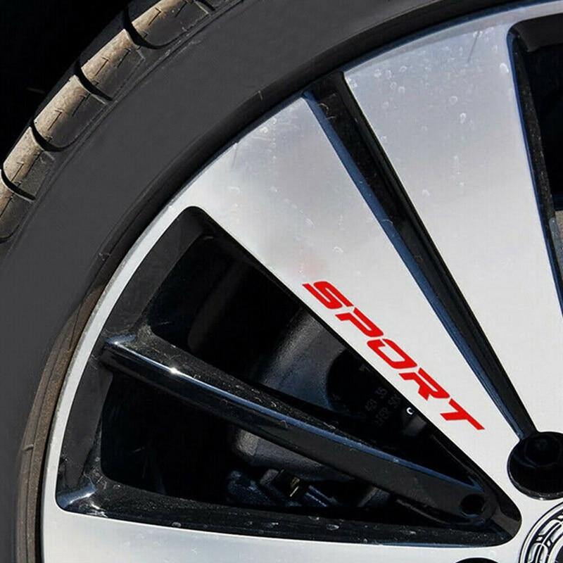 4PCS SPORT Style Car Rims Wheel Hub Racing Sticker Graphic Decal Strip