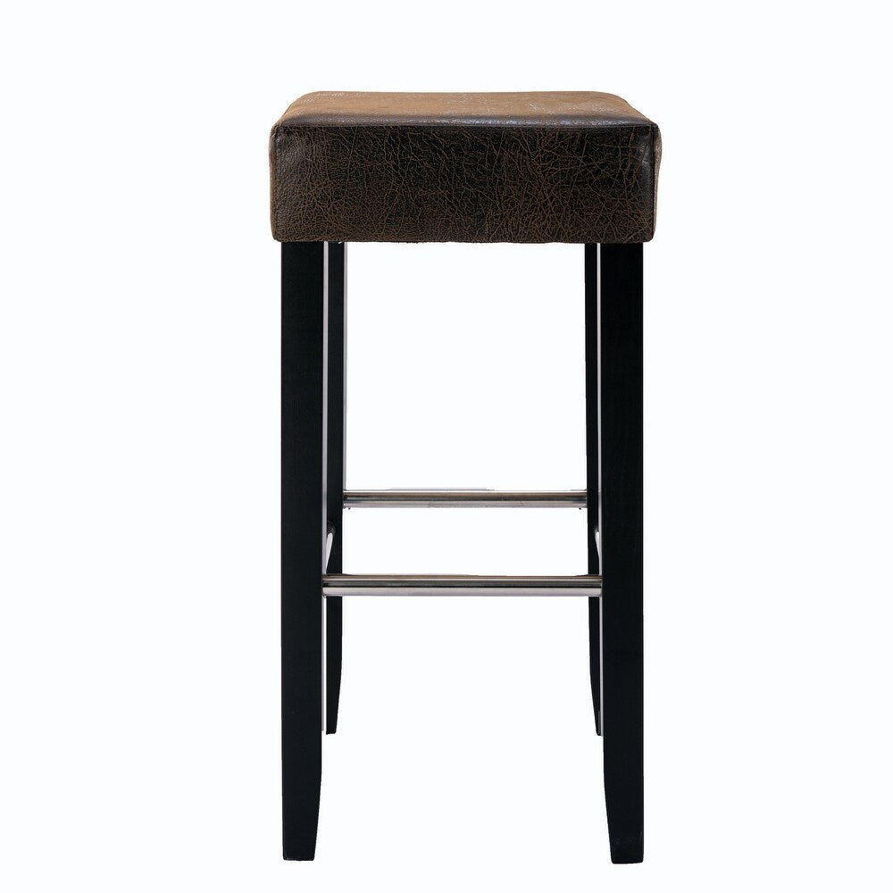 CTEX Barstool Set - Brown Fabric & Black Wood Finish (2 Pcs)