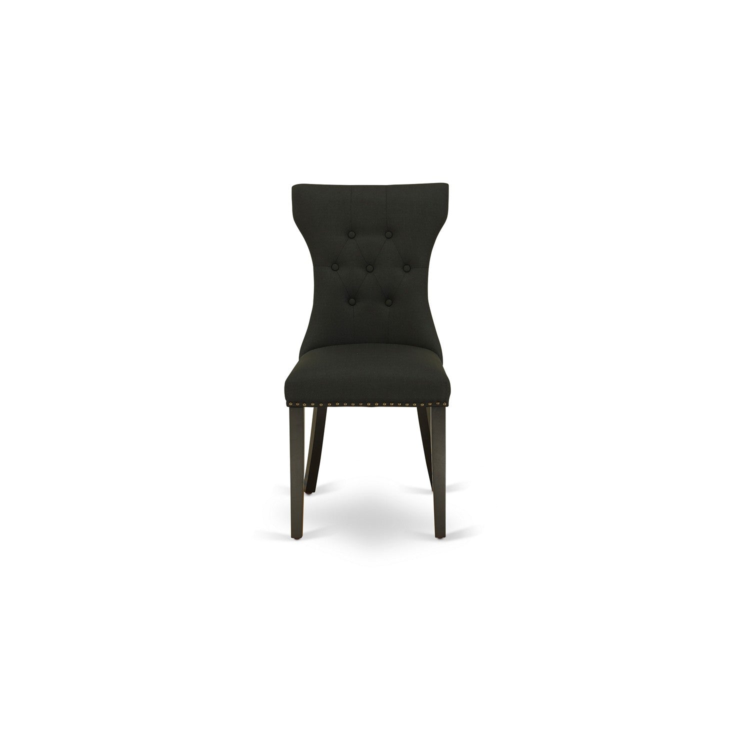 East West Furniture WEGA7-BLK-24 7-Piece Kitchen Table Set with 6 Black Linen Fabric Parsons Dining Chairs