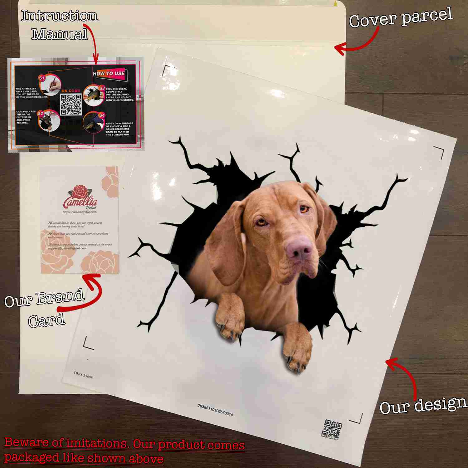 Vizsla Dog Crack Door Decal - Funny Label Paper Gifts for Dad