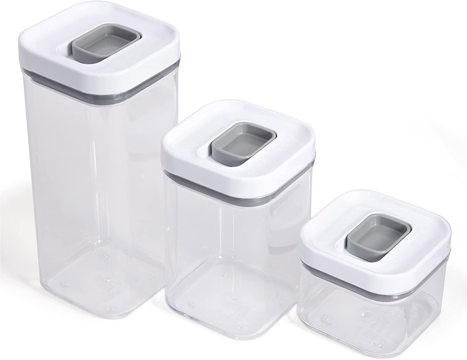 Copco Airtight Food Storage Container Set - 3 Sizes (0.52, 1.05, 1.79 Quart), Clear