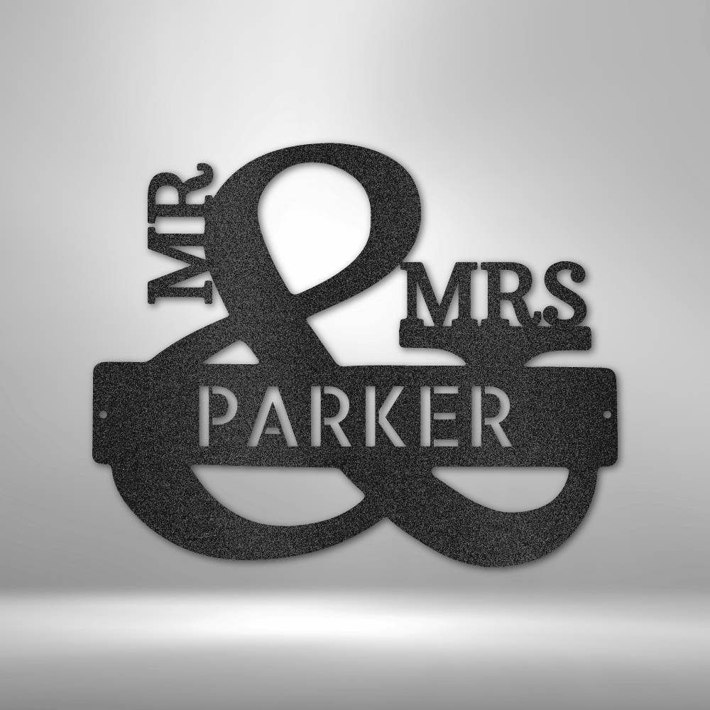 Personalized Mr. and Mrs. Monogram Metal Wall Decor - Wedding & Anniversary Gift