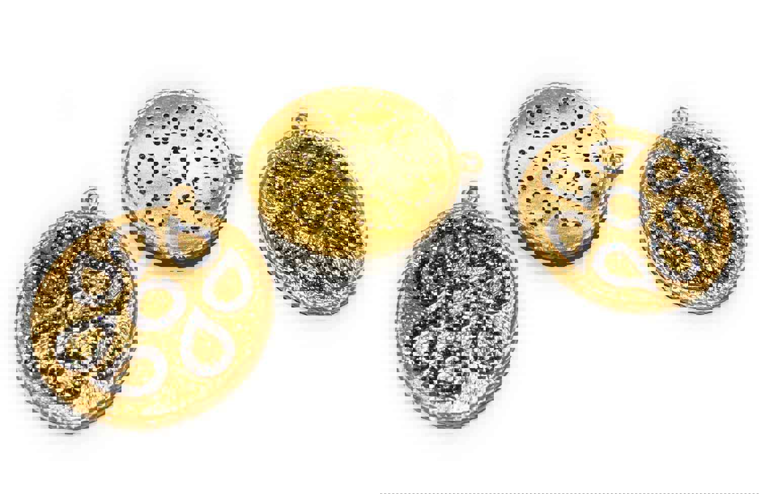 14K Gold Plated Large CZ Round Disc Charm for Jewelry Making