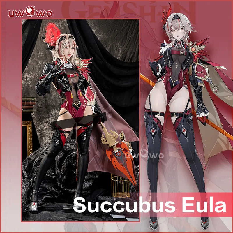 UWOWO Exclusive Succubus Eula Cosplay Genshin Impact Costume - Halloween Game Outfit (Size S-3XL)