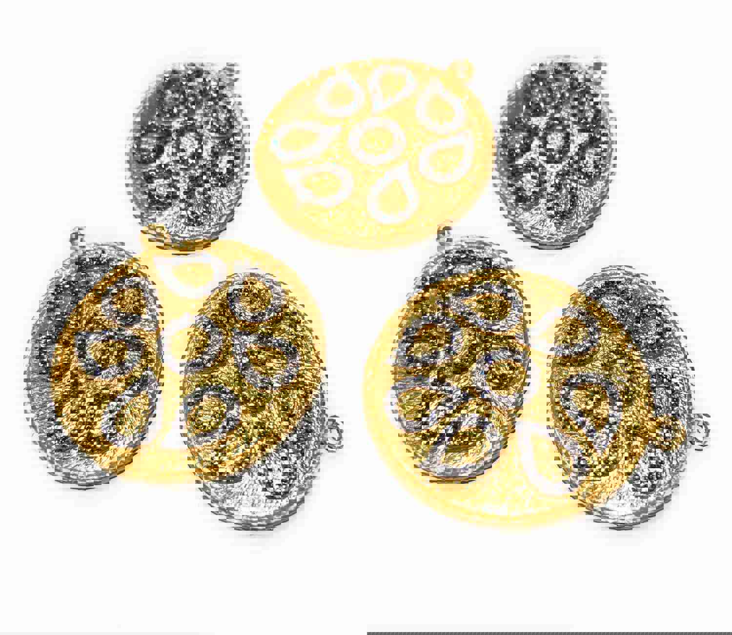 14K Gold Plated Large CZ Round Disc Charm for Jewelry Making