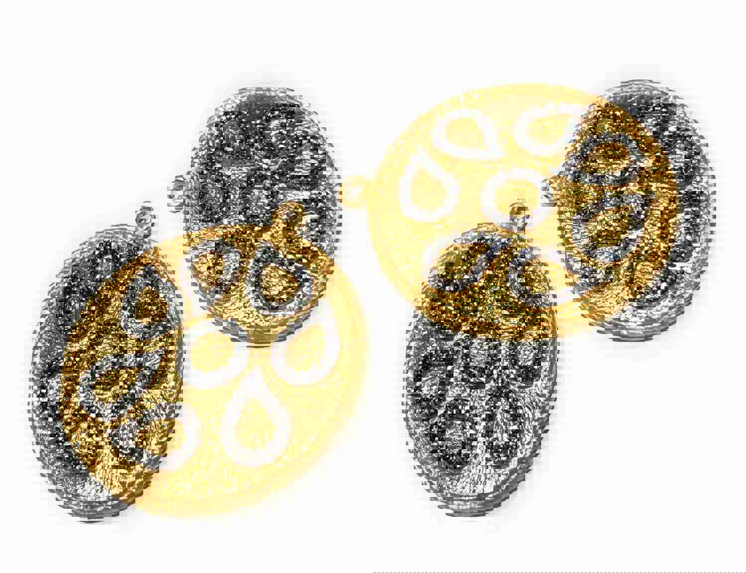 14K Gold Plated Large CZ Round Disc Charm for Jewelry Making