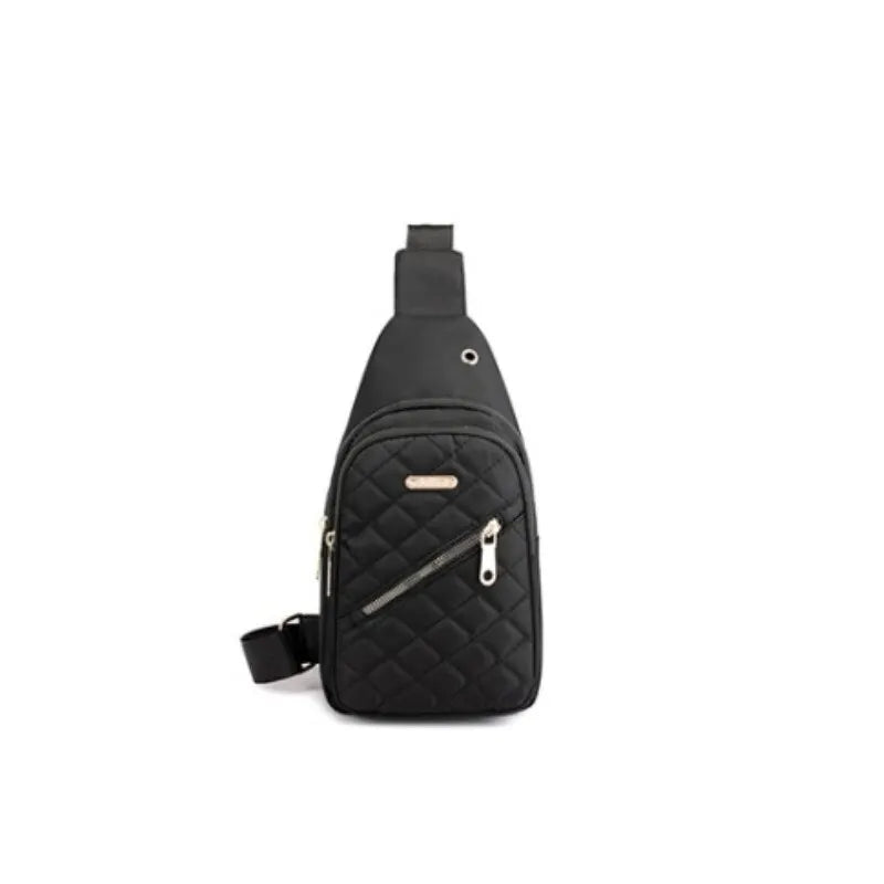 SRline Chest CrossBody Bag Composite Fabric Leisure Shoulder Bag for Women with Embroidered Design