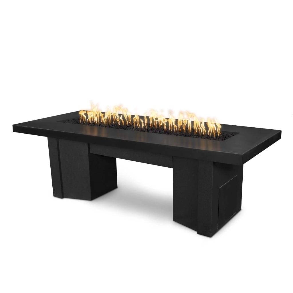 The Outdoor Plus 60 Alameda GFRC Smooth Concrete Top Rectangle Natural Gas Fire Pit Table - Match Lit