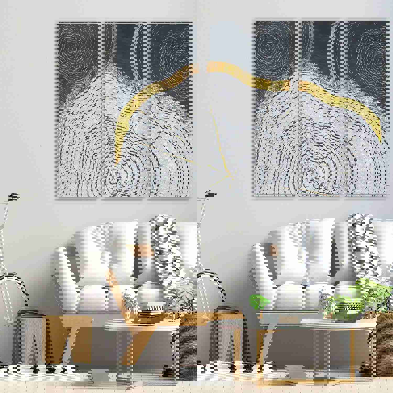 Gold and Black Abstract Canvas Wall Art - Modern Oversize Painting for Bedroom, Living Room, Kitchen, Office