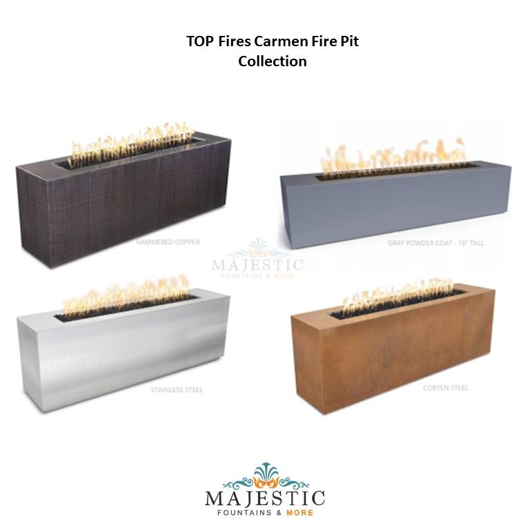 The Outdoor Plus Carmen Rectangle Metal Fire Pit with Free Cover