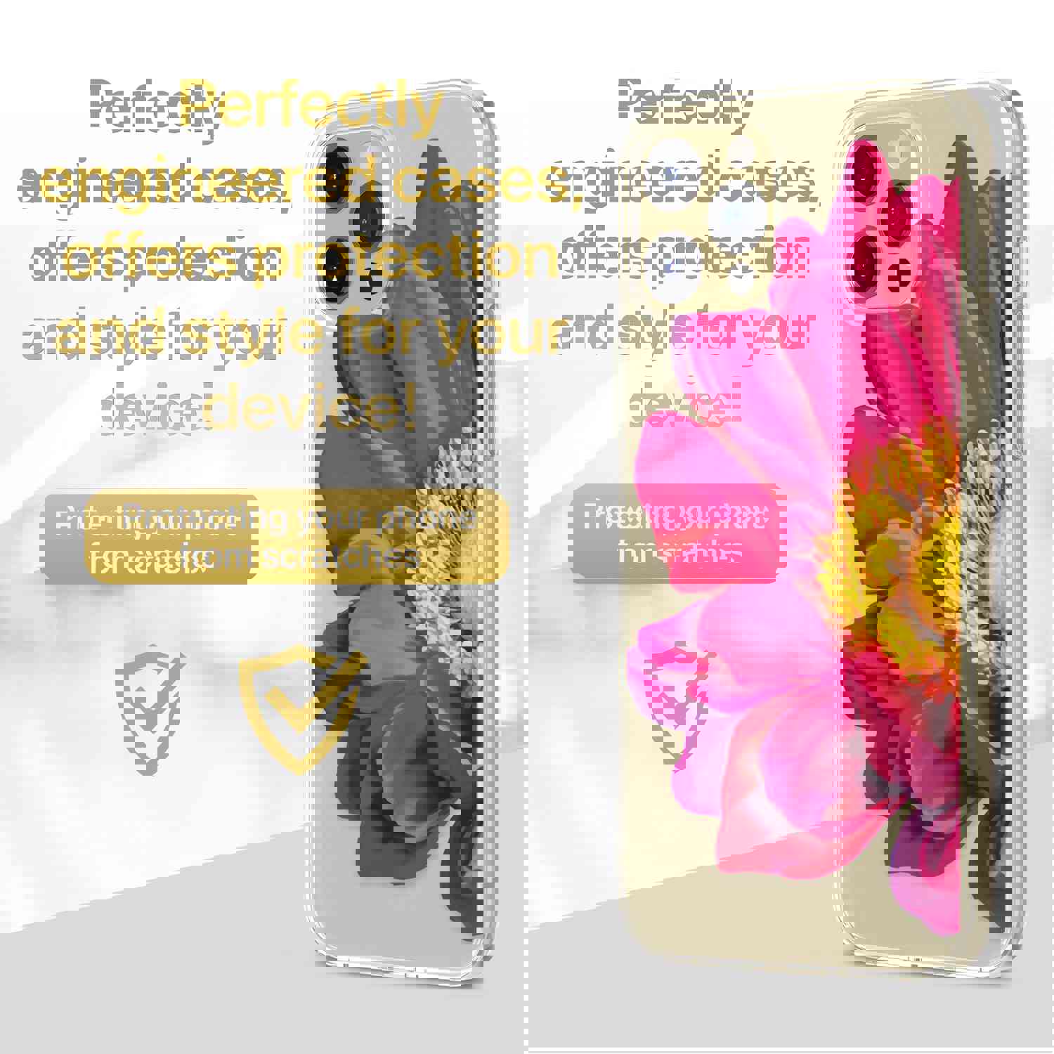 High-Quality TPU Clear Case with Spring Flower Design for iPhone & Samsung Phones