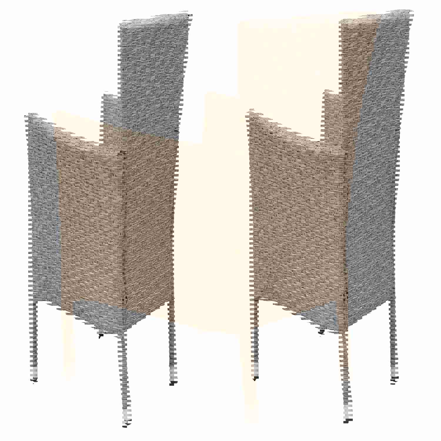 U_STYLE Outdoor Wicker Dining Set, 7 Piece Patio Dining Table with Beige Cushions