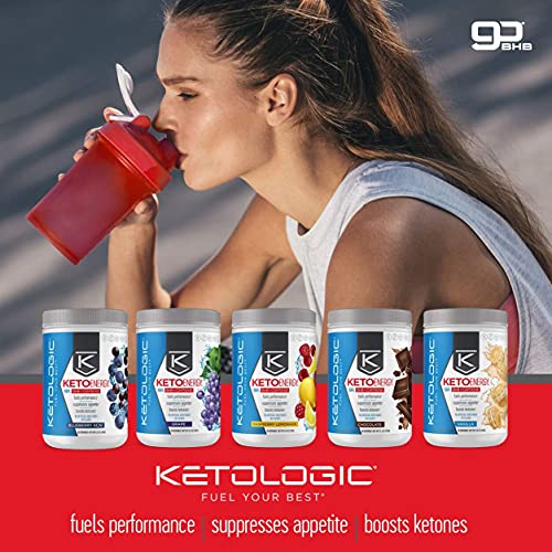 KetoLogic BHB Exogenous Ketones Drink Powder with Electrolytes and Caffeine - Raspberry Lemonade (30 Servings)