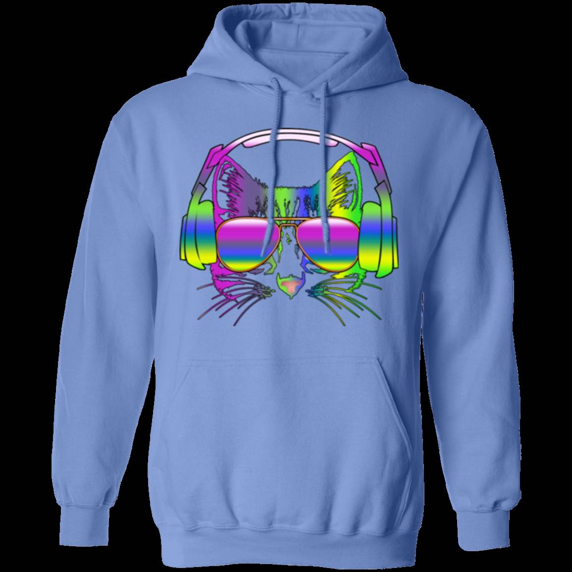 RAINBOW MUSIC CAT LADIES Pullover Hoodie - 8 oz Unisex Comfort Wear