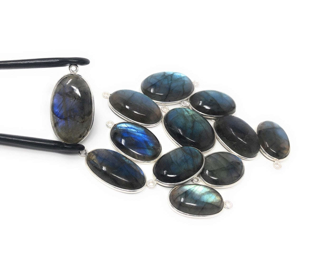 10Pcs/13Pcs Labradorite Gemstone Charms, Sterling Silver Bulk Charms for DIY Jewelry Making