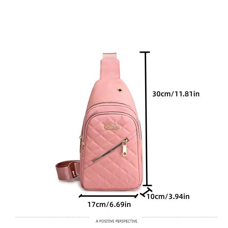 SRline Chest CrossBody Bag Composite Fabric Leisure Shoulder Bag for Women with Embroidered Design