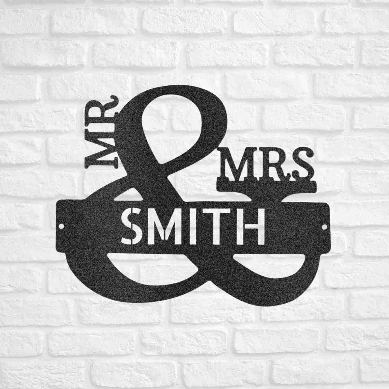 Personalized Mr. and Mrs. Monogram Metal Wall Decor - Wedding & Anniversary Gift