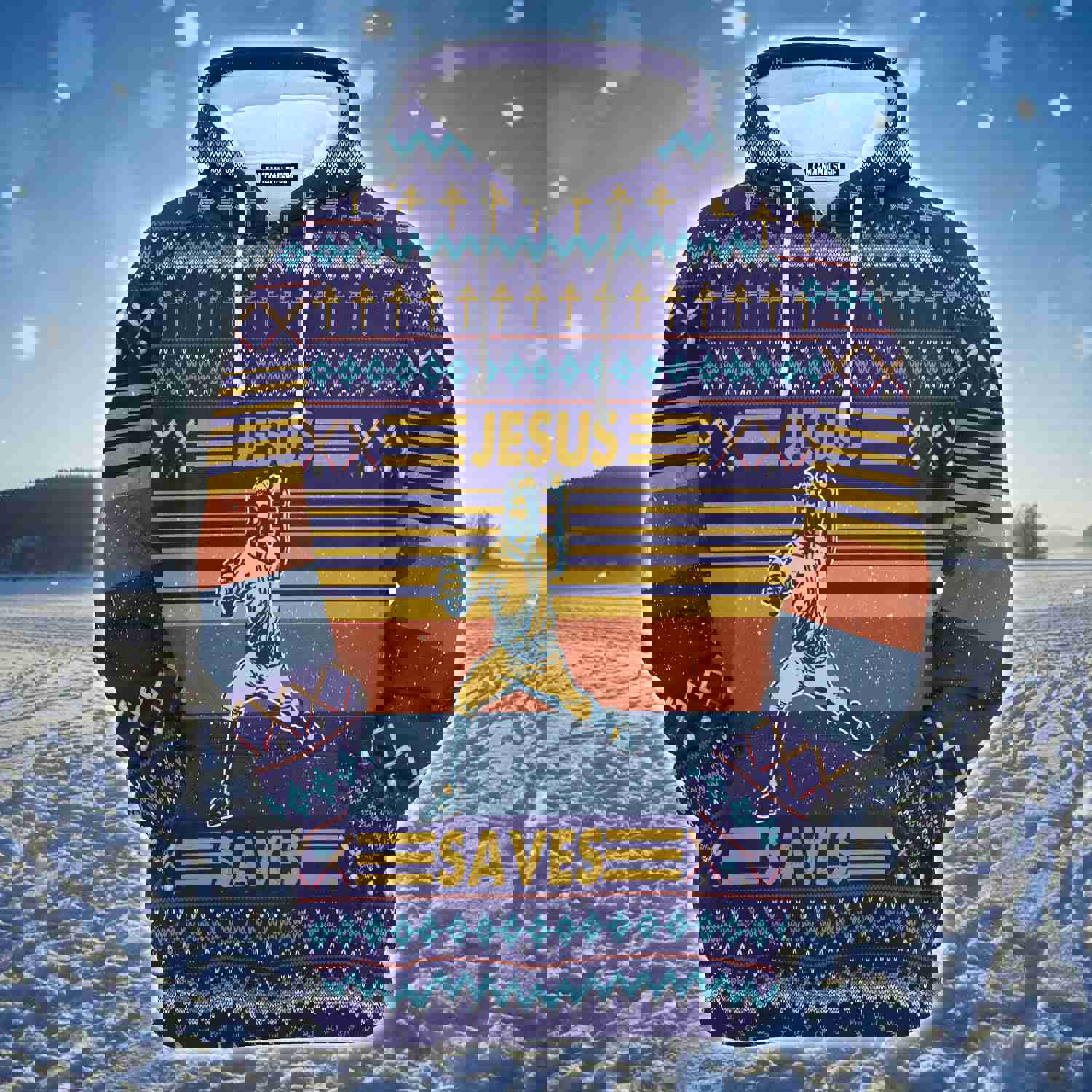 Jesus Premium Christmas Hoodie - Unisex Baseball Jesus Saves Hoodie for Men & Women