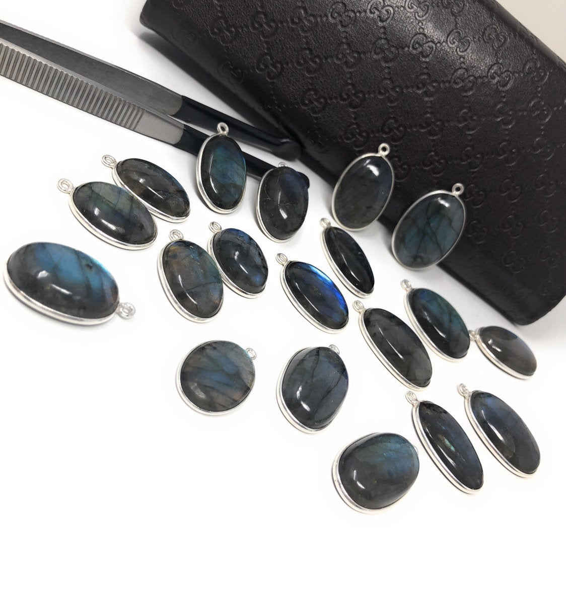 10Pcs/13Pcs Labradorite Gemstone Charms, Sterling Silver Bulk Charms for DIY Jewelry Making