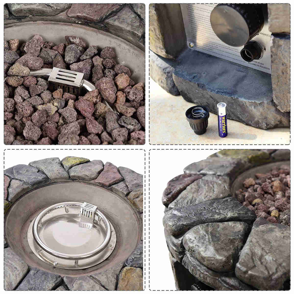 Tangkula 7 Piece Patio Furniture Set with 40,000BTU Propane Fire Pit Table (Brown)
