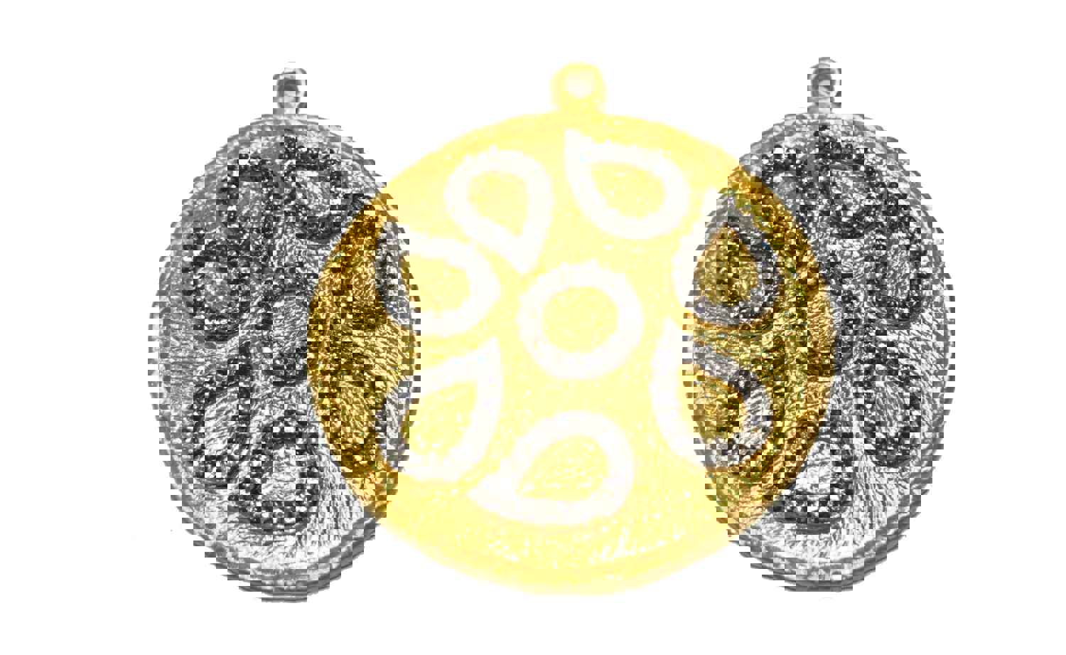 14K Gold Plated Large CZ Round Disc Charm for Jewelry Making