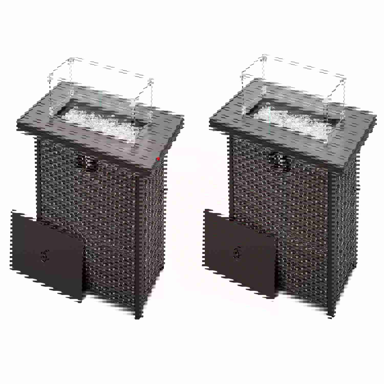 Outdoor 43 Inch 50,000 BTU Propane Gas Rattan Fire Pit Table with Aluminum Top