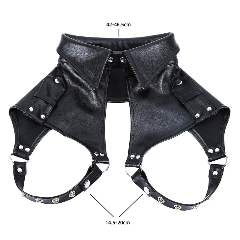 Latex Unisex Hood Mask - Sexy PU Leather Masks for Men & Women - Cosplay Flirting Hair Ponytail Chest Belt Headgear