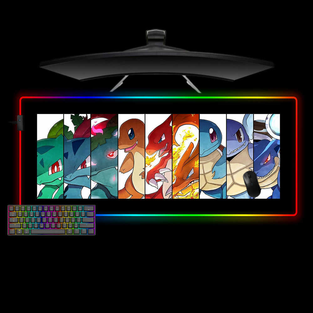 Pokemon Evolution Design RGB Gaming Mouse Pad with LED Strip