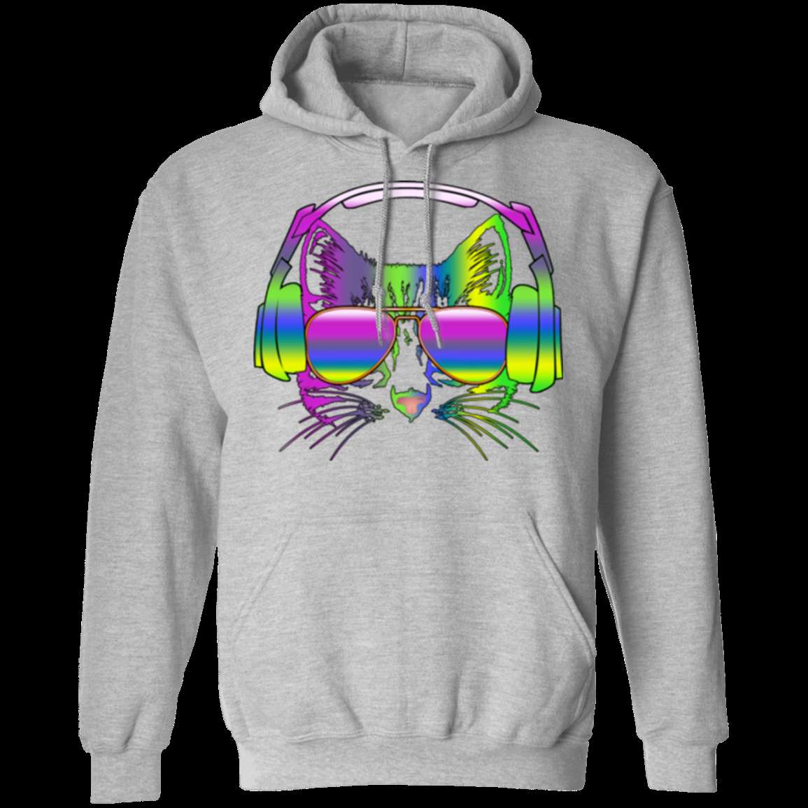 RAINBOW MUSIC CAT LADIES Pullover Hoodie - 8 oz Unisex Comfort Wear