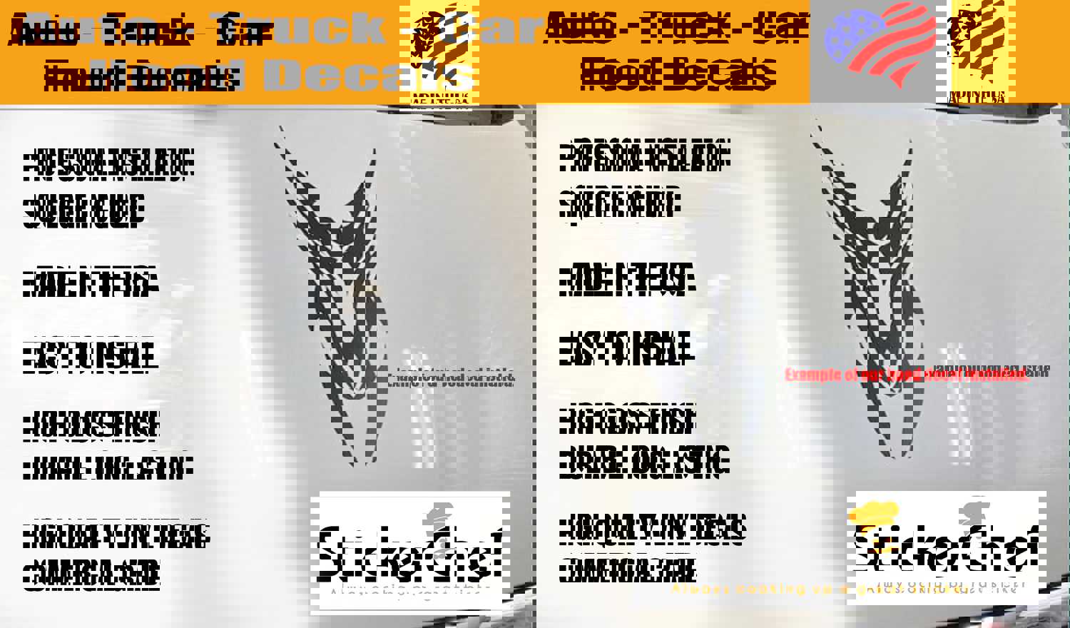 Chain Link Stripe Hood Decal Vinyl Sticker for Cars and Trucks