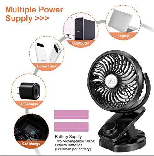 Battery Operated Stroller Fan with Power Bank Function - 4400mAh, 40+ Hours, 360° Rotation