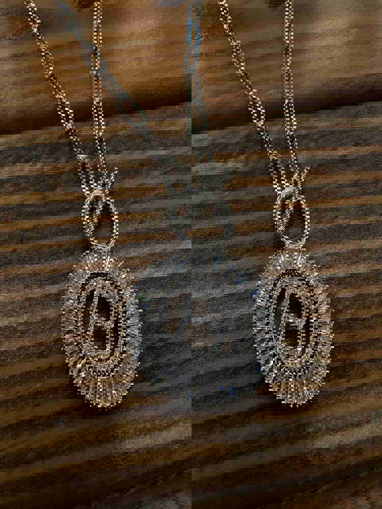Paperclip Chain Radiant Initial Necklace B