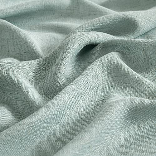 MIULEE Sea Green Linen Curtains 84 Inch Length for Bedroom Living Room, Soft Thick Linen Textured Window Drapes