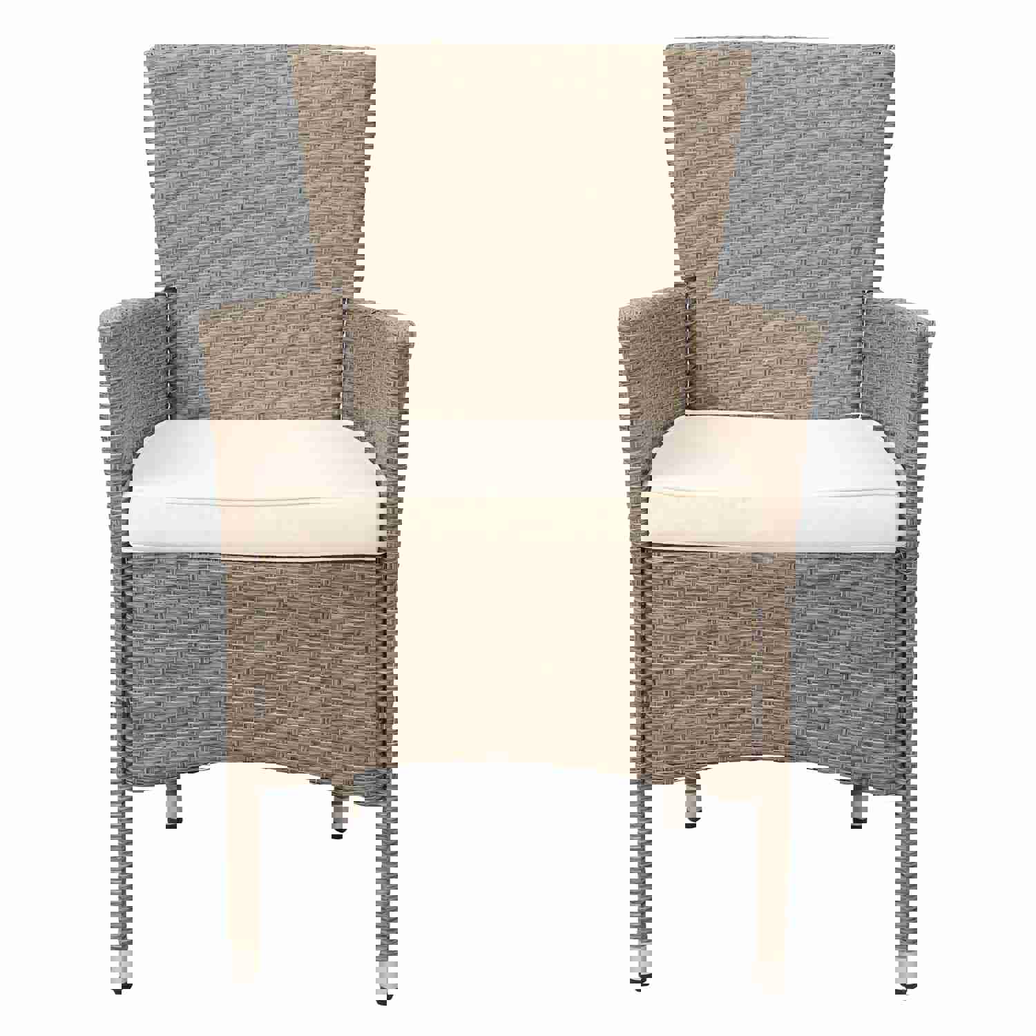 U_STYLE Outdoor Wicker Dining Set, 7 Piece Patio Dining Table with Beige Cushions
