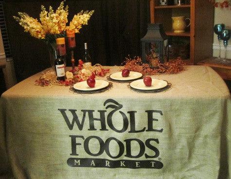 5 Custom Printed Burlap Fitted Table Cover - Single Color Print