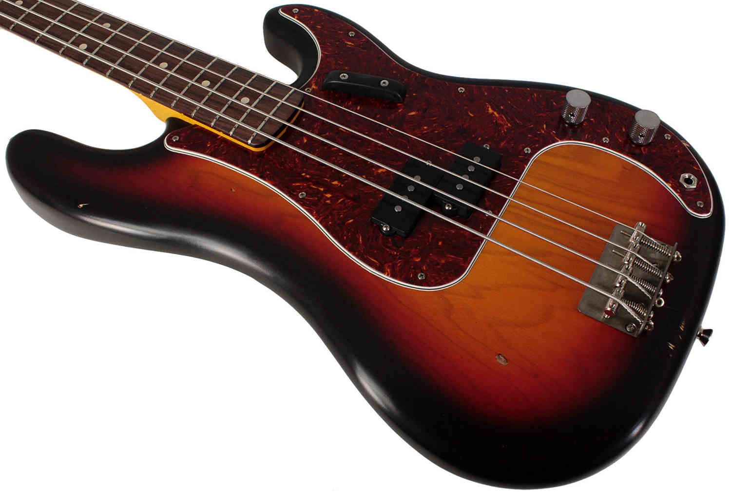 Nash PB-63 Bass Guitar, 3-Tone Sunburst, Tortoise Shell, Light Aging