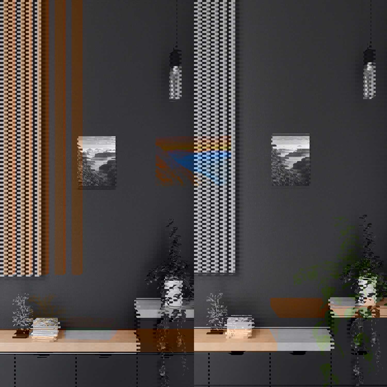 Golden Mountains Misty Nature Wilderness Photography Canvas Wall Art